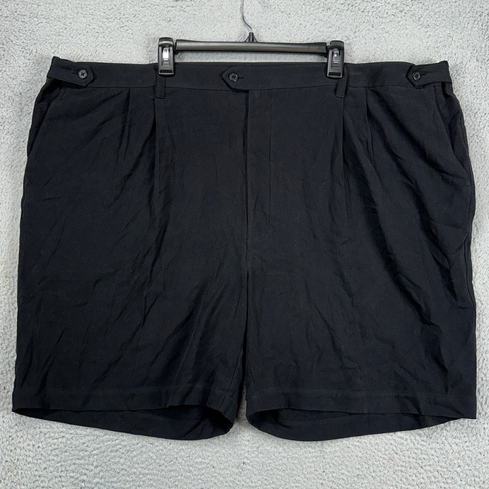 Axis Silk Shorts Mens 54 Black Pleated Pocket Elastic Waist Casual Comfort NEW